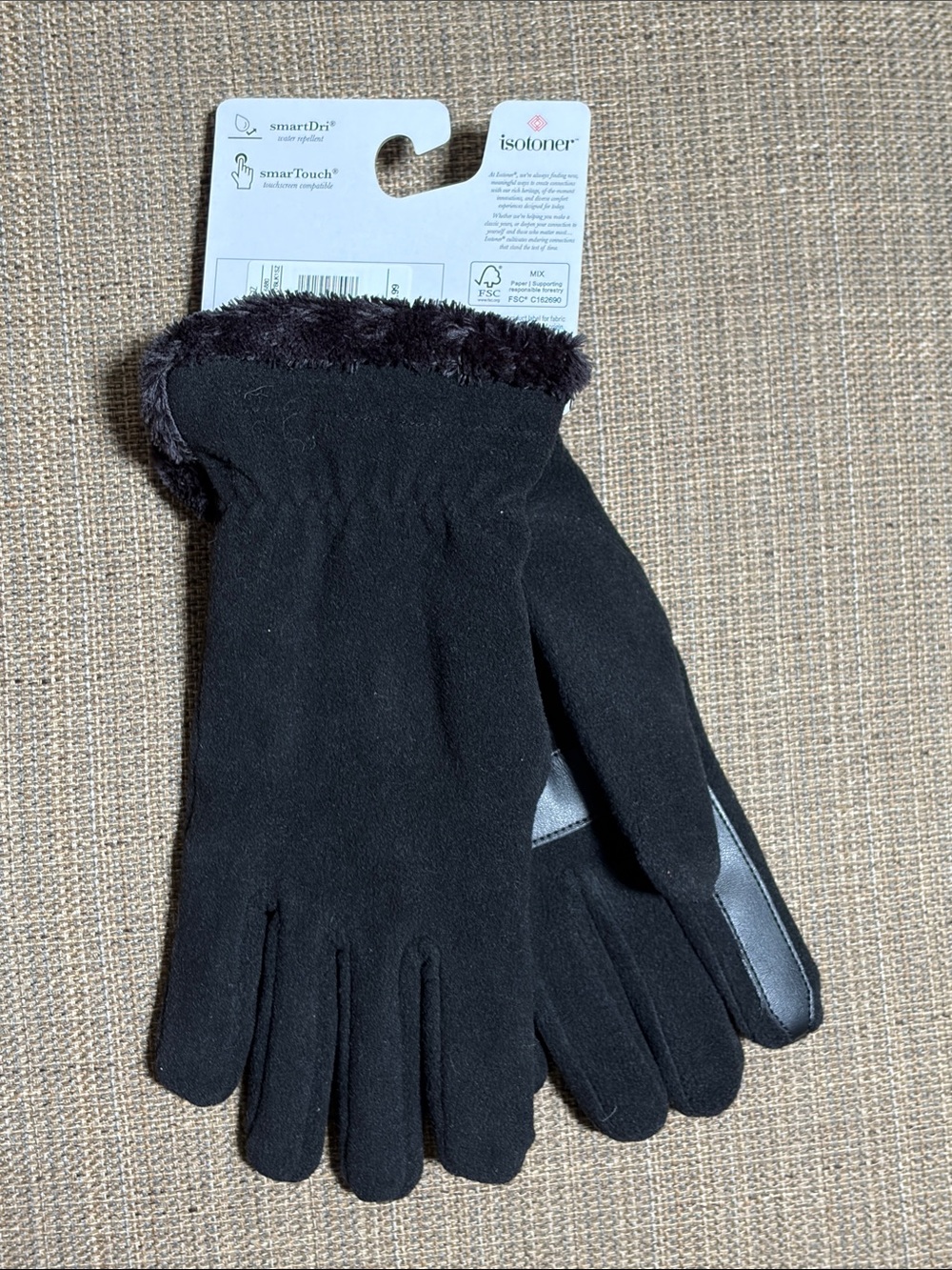 Isotoner Women's Black Fleece-Lined Gloves - Picture 8 of 9